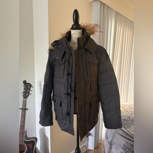 Jeep Hooded Utility Winter Coat Jacket Size XL Brown